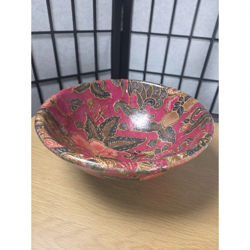 Multicolor Hand Painted Floral‎ Design Ceramic Bowl Made in Indonesia 3.75